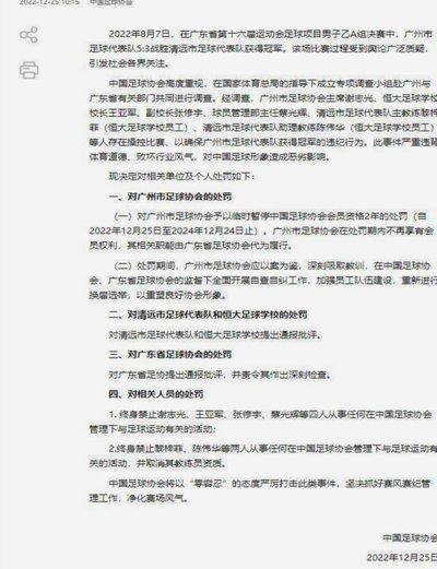 中国足协首次曝光多元主体违规案例